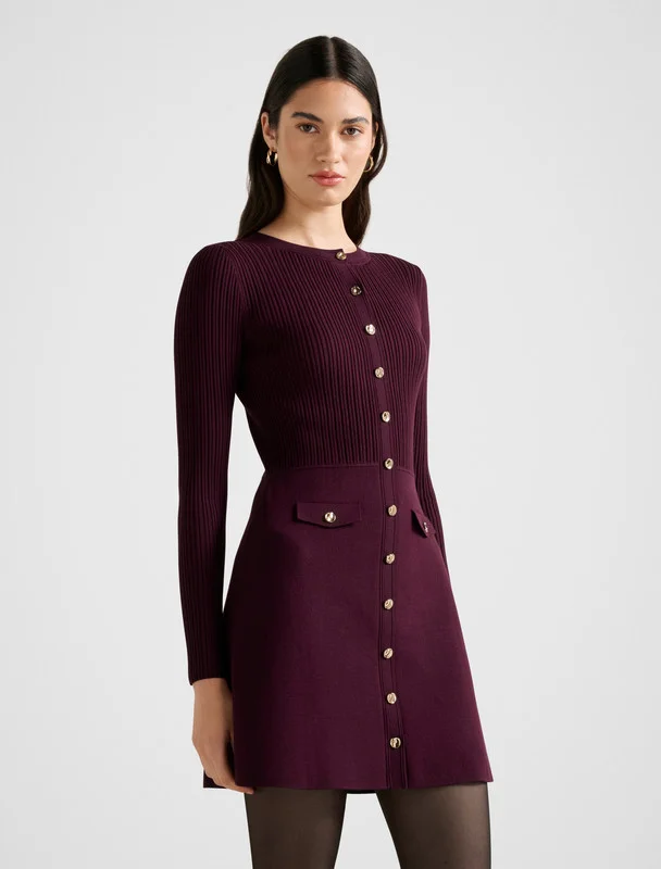 forever new  Kn7544-Royal Purple Women's Mid Dress for Women | Best Price UAE
